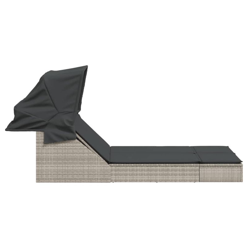 Casa si Gradina - Gradina si terasa - Mobilier exterior - Scaune si sezlonguri gradina - Sezlong dublu cu baldachin si perne, gri deschis, poliratan - Infinity.ro