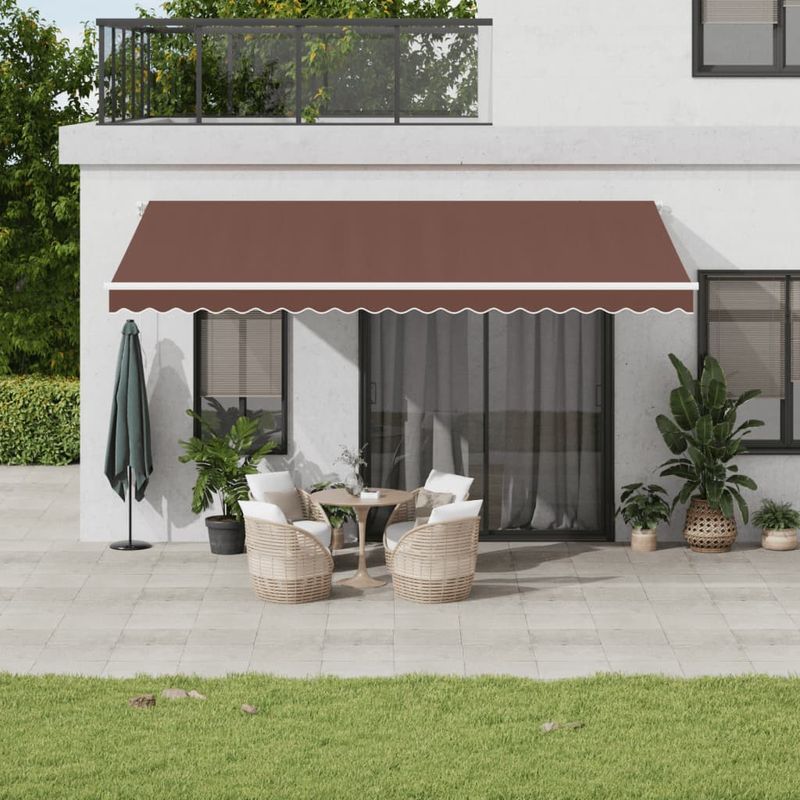 Casa si Gradina - Gradina si terasa - Umbrele si pavilioane - Pavilioane - Copertina retractabila automat cu LED, maro, 500x300 cm - Infinity.ro