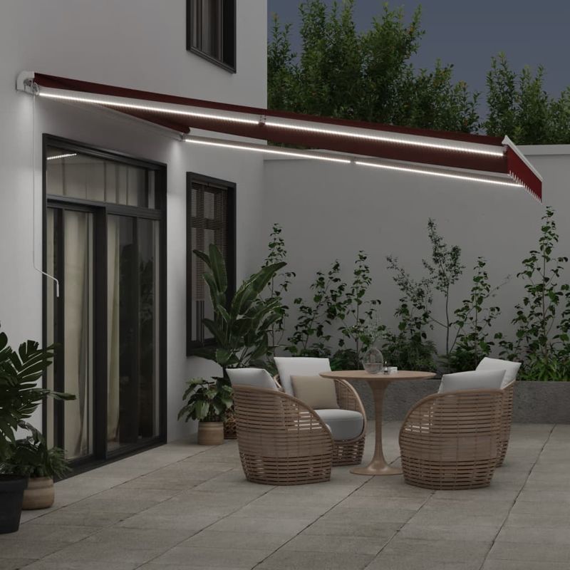 Casa si Gradina - Gradina si terasa - Umbrele si pavilioane - Umbrele - Copertina retractabila manual cu LED, visiniu, 400x300 cm - Infinity.ro