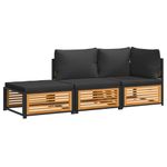 Casa si Gradina - Gradina si terasa - Mobilier exterior - Seturi mobila gradina - Set de canapele de gradina cu perne, 3 piese, lemn masiv acacia - Infinity.ro