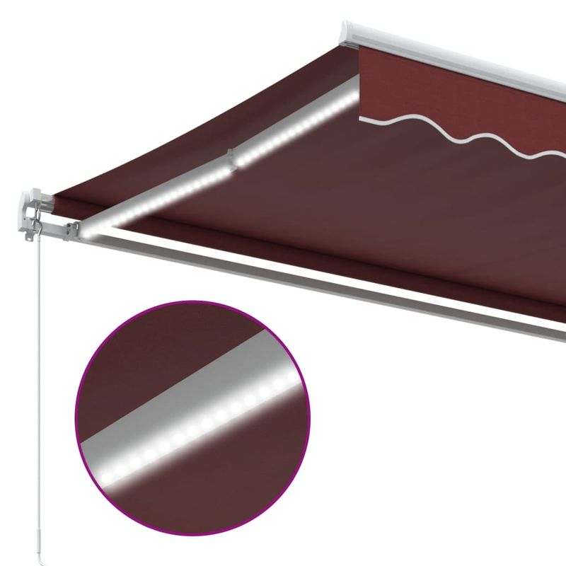 Casa si Gradina - Gradina si terasa - Umbrele si pavilioane - Umbrele - Copertina retractabila manual cu LED, visiniu, 400x300 cm - Infinity.ro