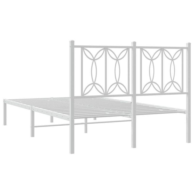 Casa si Gradina - Mobilier - Paturi si accesorii - Paturi - Cadru de pat metalic cu tablie, alb, 120x190 cm - Infinity.ro