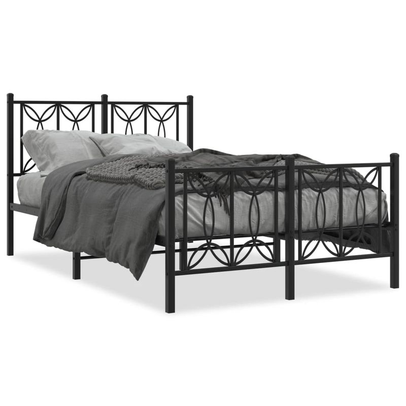 Casa si Gradina - Mobilier - Paturi si accesorii - Paturi - Cadru pat metalic cu tablie de cap/picioare, negru, 120x190 cm - Infinity.ro