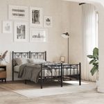 Casa si Gradina - Mobilier - Paturi si accesorii - Paturi - Cadru pat metalic cu tablie de cap/picioare, negru, 120x190 cm - Infinity.ro