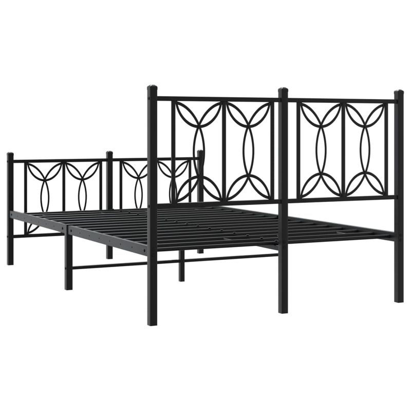 Casa si Gradina - Mobilier - Paturi si accesorii - Paturi - Cadru pat metalic cu tablie de cap/picioare, negru, 120x190 cm - Infinity.ro