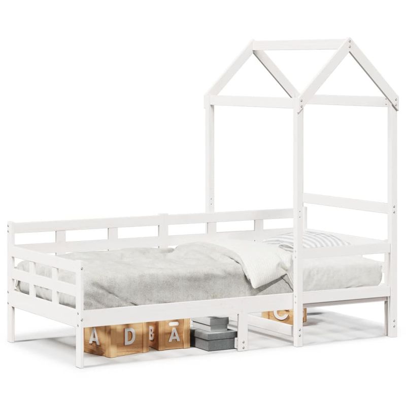 Casa si Gradina - Mobilier - Paturi si accesorii - Paturi - Pat de zi cu acoperis, alb, 80x200 cm, lemn masiv de pin - Infinity.ro