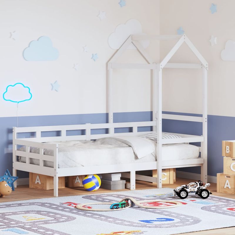 Casa si Gradina - Mobilier - Paturi si accesorii - Paturi - Pat de zi cu acoperis, alb, 80x200 cm, lemn masiv de pin - Infinity.ro