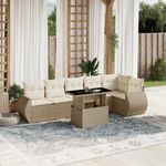 Casa si Gradina - Gradina si terasa - Mobilier exterior - Seturi mobila gradina - Set canapele de gradina, 7 piese, cu perne, bej, poliratan - Infinity.ro