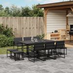 Casa si Gradina - Gradina si terasa - Mobilier exterior - Seturi mobila gradina - Set mobilier de gradina, 11 piese, cu perne, negru, textilena - Infinity.ro