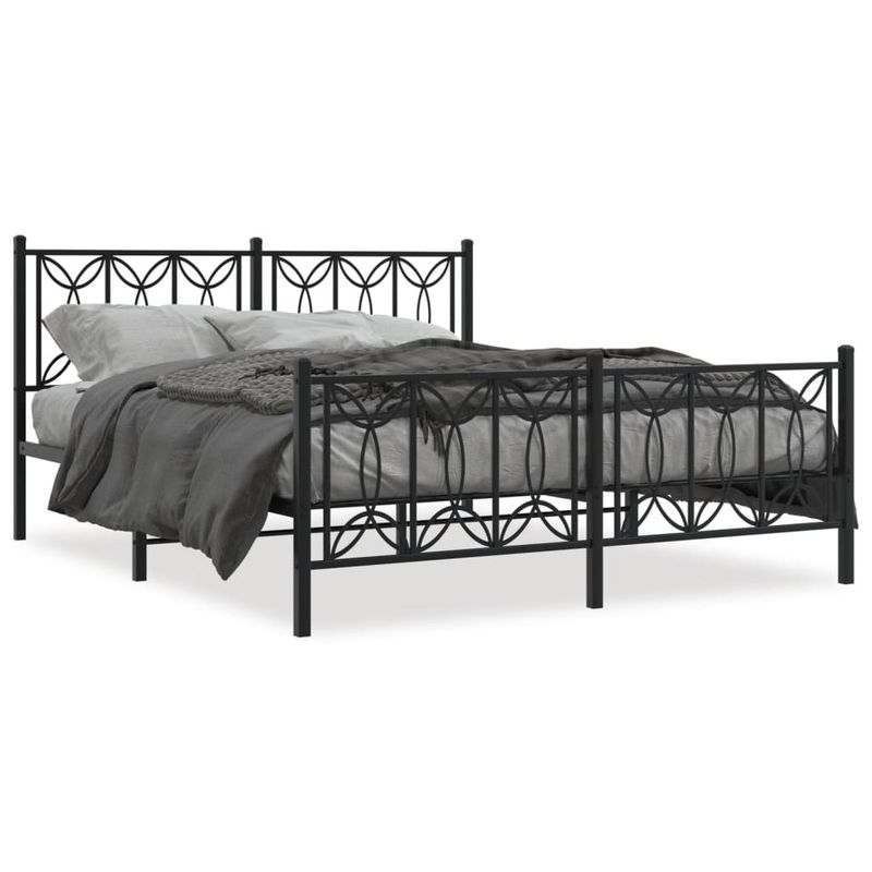 Casa si Gradina - Mobilier - Paturi si accesorii - Paturi - Cadru pat metalic cu tablie de cap/picioare, negru, 150x200 cm - Infinity.ro
