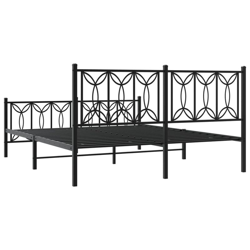 Casa si Gradina - Mobilier - Paturi si accesorii - Paturi - Cadru pat metalic cu tablie de cap/picioare, negru, 150x200 cm - Infinity.ro