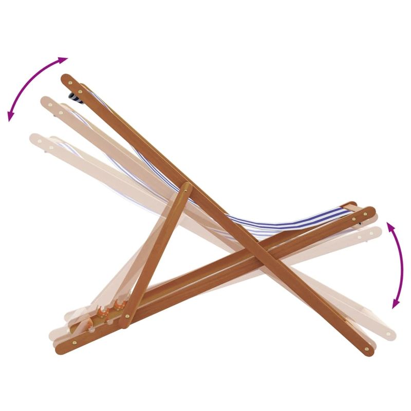 Casa si Gradina - Gradina si terasa - Mobilier exterior - Scaune si sezlonguri gradina - Scaune plaja pliabile 2 buc. albastru/alb tesatura și lemn masiv, model fără cotieră - Infinity.ro