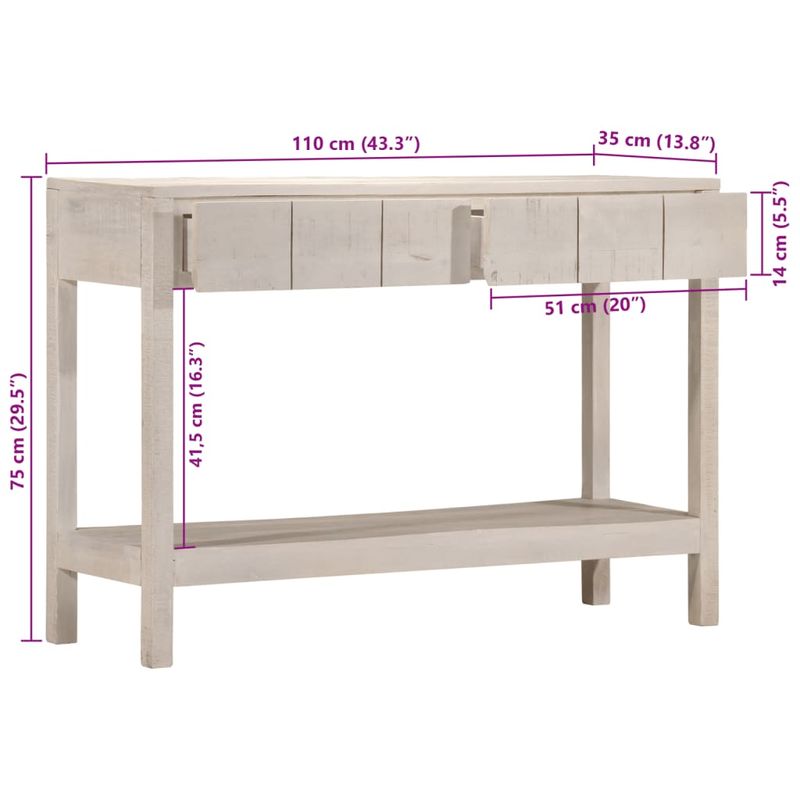 Casa si Gradina - Mobilier - Comode si corpuri - Console - Masa consola, 110x35x75 cm, lemn masiv de mango - Infinity.ro
