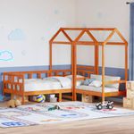 Casa si Gradina - Mobilier - Paturi si accesorii - Paturi - Set pat zi/banca acoperis maro ceruit 80x200cm lemn masiv pin - Infinity.ro