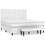 Casa si Gradina - Mobilier - Paturi si accesorii - Paturi - Pat box spring cu saltea, alb, 180x200 cm, piele ecologica - Infinity.ro