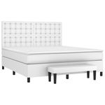 Casa si Gradina - Mobilier - Paturi si accesorii - Paturi - Pat box spring cu saltea, alb, 180x200 cm, piele ecologica - Infinity.ro