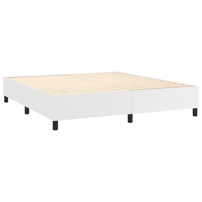 Casa si Gradina - Mobilier - Paturi si accesorii - Paturi - Pat box spring cu saltea, alb, 180x200 cm, piele ecologica - Infinity.ro