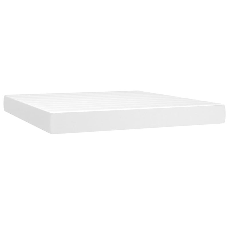 Casa si Gradina - Mobilier - Paturi si accesorii - Paturi - Pat box spring cu saltea, alb, 180x200 cm, piele ecologica - Infinity.ro