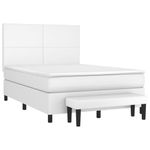 Casa si Gradina - Mobilier - Paturi si accesorii - Paturi - Pat box spring cu saltea, alb, 140x190 cm, piele ecologica - Infinity.ro