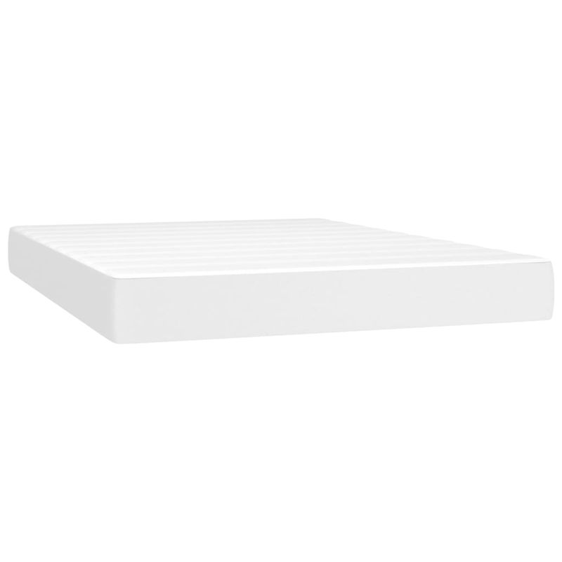 Casa si Gradina - Mobilier - Paturi si accesorii - Paturi - Pat box spring cu saltea, alb, 140x190 cm, piele ecologica - Infinity.ro