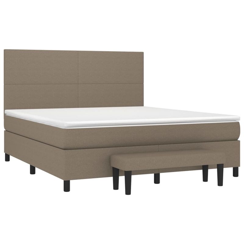 Casa si Gradina - Mobilier - Paturi si accesorii - Paturi - Pat continental cu saltea, gri taupe, 180x200 cm, textil - Infinity.ro