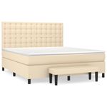Casa si Gradina - Mobilier - Paturi si accesorii - Paturi - Pat continental cu saltea, crem, 180x200 cm, textil - Infinity.ro
