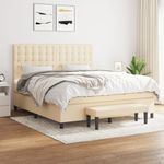 Casa si Gradina - Mobilier - Paturi si accesorii - Paturi - Pat continental cu saltea, crem, 180x200 cm, textil - Infinity.ro