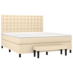 Casa si Gradina - Mobilier - Paturi si accesorii - Paturi - Pat continental cu saltea, crem, 180x200 cm, textil - Infinity.ro