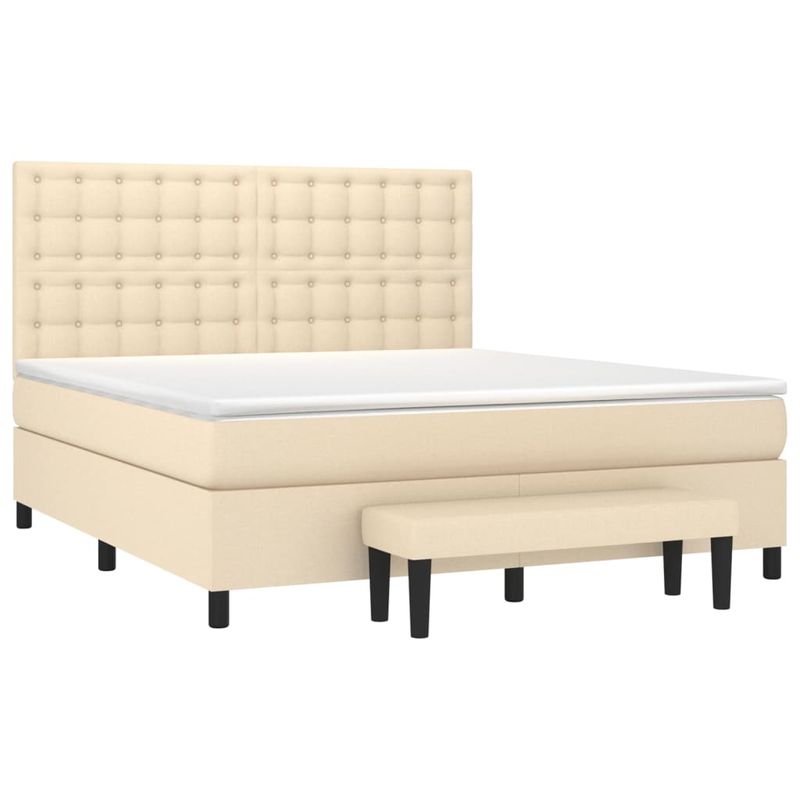 Casa si Gradina - Mobilier - Paturi si accesorii - Paturi - Pat continental cu saltea, crem, 180x200 cm, textil - Infinity.ro