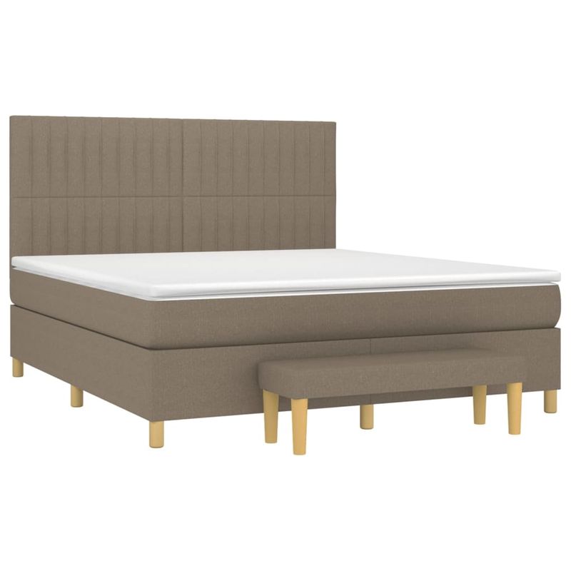 Casa si Gradina - Mobilier - Paturi si accesorii - Paturi - Pat box spring cu saltea, gri taupe, 160x200 cm material textil - Infinity.ro