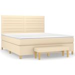 Casa si Gradina - Mobilier - Paturi si accesorii - Paturi - Pat box spring cu saltea, crem, 160x200 cm, material textil - Infinity.ro