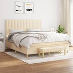 Casa si Gradina - Mobilier - Paturi si accesorii - Paturi - Pat continental cu saltea, crem, 180x200 cm, textil - Infinity.ro