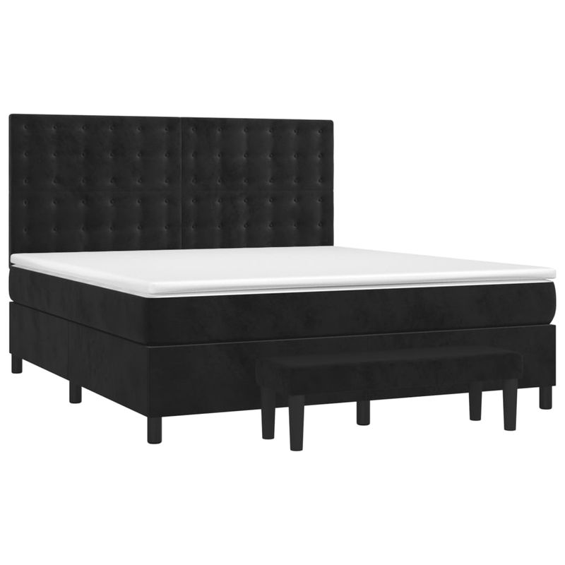 Casa si Gradina - Mobilier - Paturi si accesorii - Paturi - Pat box spring cu saltea, negru, 180x200 cm, catifea - Infinity.ro