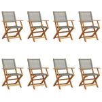Casa si Gradina - Gradina si terasa - Mobilier exterior - Scaune si sezlonguri gradina - Scaune de gradina pliabile 8 buc., gri, poliratan si lemn masiv - Infinity.ro