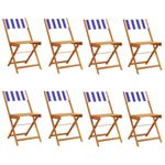 Casa si Gradina - Gradina si terasa - Mobilier exterior - Scaune si sezlonguri gradina - Scaune gradina pliabile 8 buc., textil albastru alb/lemn masiv - Infinity.ro