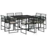 Casa si Gradina - Gradina si terasa - Mobilier exterior - Seturi mobila gradina - Set mobilier de gradina cu perne, 9 piese, negru, poliratan - Infinity.ro