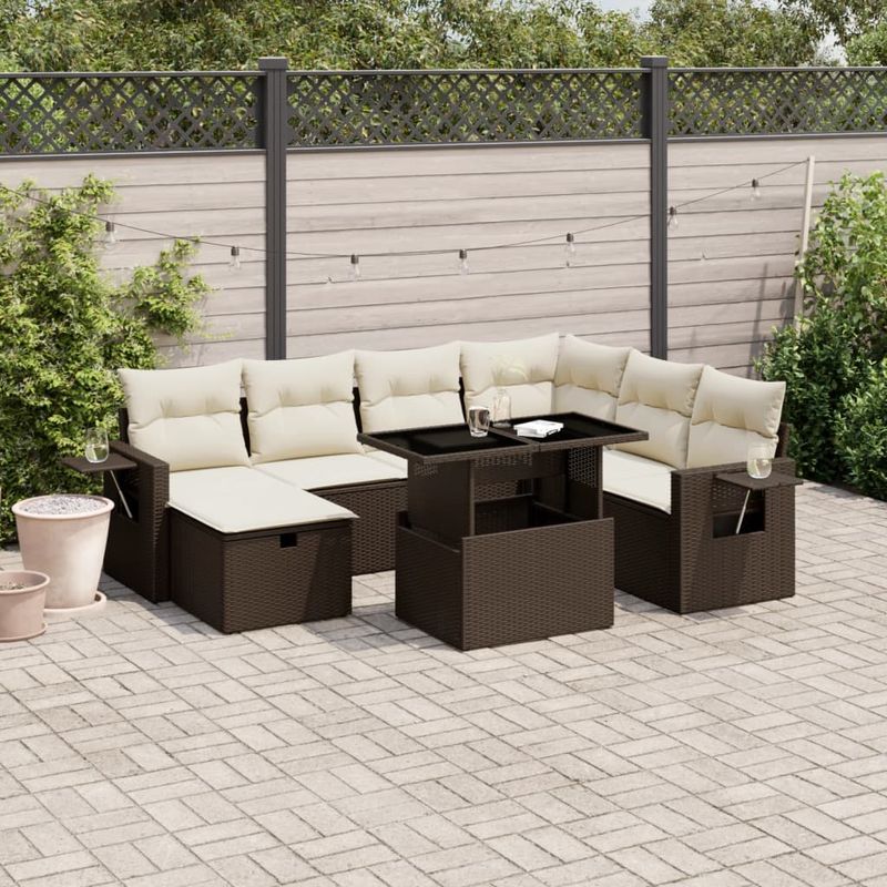 Casa si Gradina - Gradina si terasa - Mobilier exterior - Seturi mobila gradina - Set canapele de gradina cu perne, 8 piese, maro, poliratan - Infinity.ro