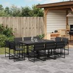 Casa si Gradina - Gradina si terasa - Mobilier exterior - Seturi mobila gradina - Set mobilier de gradina, 11 piese, cu perne, negru, textilena - Infinity.ro