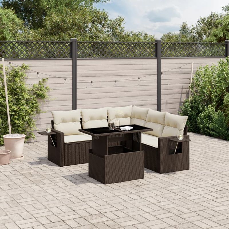 Casa si Gradina - Gradina si terasa - Mobilier exterior - Seturi mobila gradina - Set canapele de gradina cu perne, 6 piese, maro, poliratan - Infinity.ro