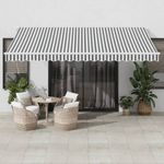 Casa si Gradina - Gradina si terasa - Umbrele si pavilioane - Umbrele - Copertina retractabila automat, antracit/alb, 450x350 cm - Infinity.ro