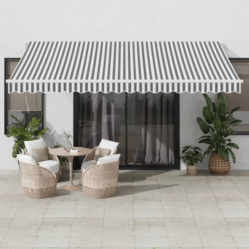 Casa si Gradina - Gradina si terasa - Umbrele si pavilioane - Umbrele - Copertina retractabila automat, antracit/alb, 450x350 cm - Infinity.ro