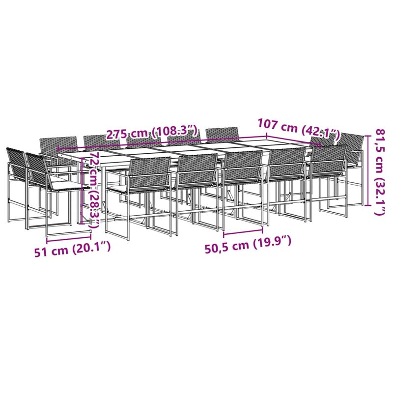 Casa si Gradina - Gradina si terasa - Mobilier exterior - Seturi mobila gradina - Set mobilier de gradina cu perne, 15 piese, negru, poliratan - Infinity.ro