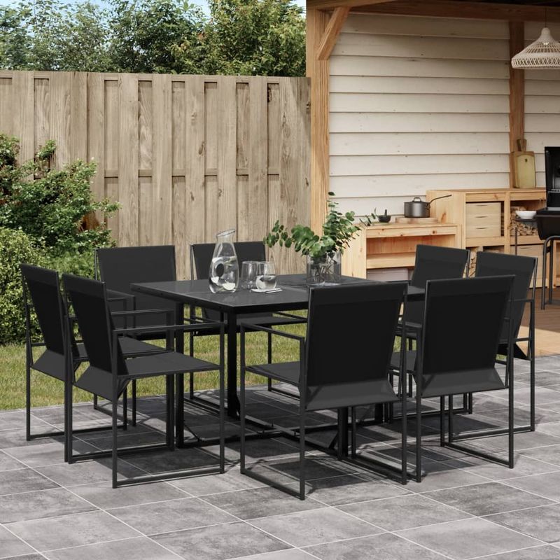 Casa si Gradina - Gradina si terasa - Mobilier exterior - Seturi mobila gradina - Set mobilier de gradina, 9 piese, negru, textilena - Infinity.ro