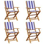 Casa si Gradina - Gradina si terasa - Mobilier exterior - Scaune si sezlonguri gradina - Scaune gradina pliabile 4buc., textil albastru alb/lemn masiv - Infinity.ro