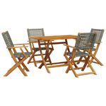 Casa si Gradina - Gradina si terasa - Mobilier exterior - Seturi mobila gradina - Set mobilier gradina, 5 piese, gri, poliratan si lemn masiv - Infinity.ro