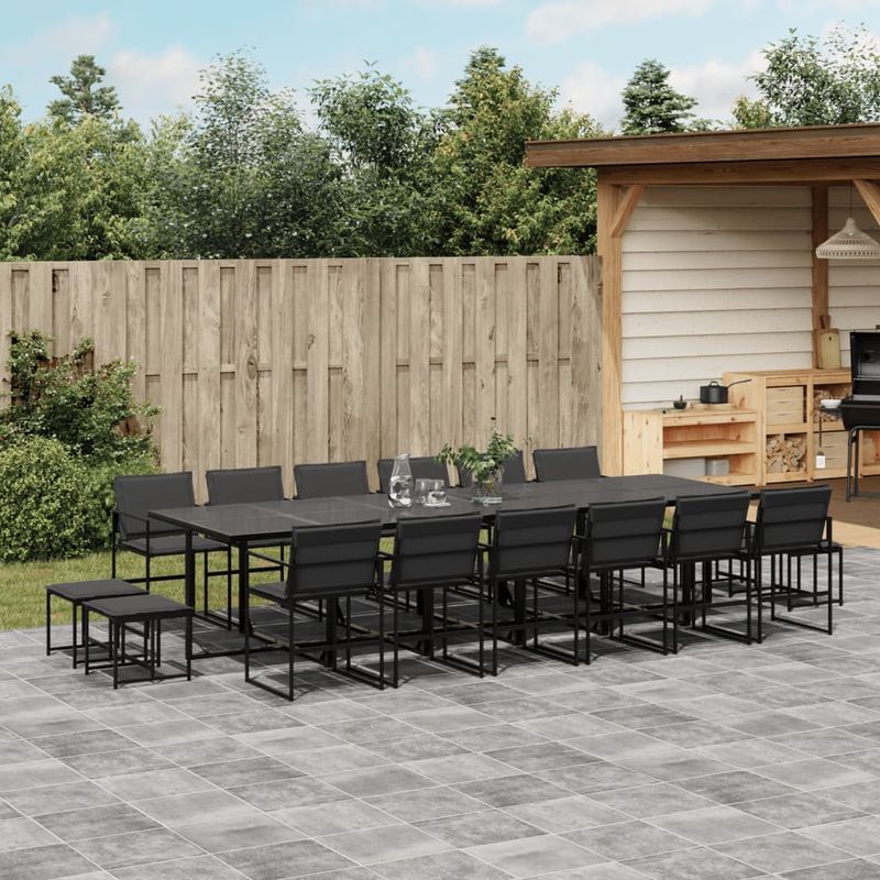 Casa si Gradina - Gradina si terasa - Mobilier exterior - Seturi mobila gradina - Set mobilier de gradina, 17 piese, cu perne, negru, textilena - Infinity.ro