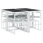 Casa si Gradina - Gradina si terasa - Mobilier exterior - Seturi mobila gradina - Set mobilier de gradina, 9 piese, cu perne, alb, textilena - Infinity.ro