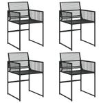 Casa si Gradina - Gradina si terasa - Mobilier exterior - Scaune si sezlonguri gradina - Scaune de gradina, 4 buc., negru, poliratan - Infinity.ro