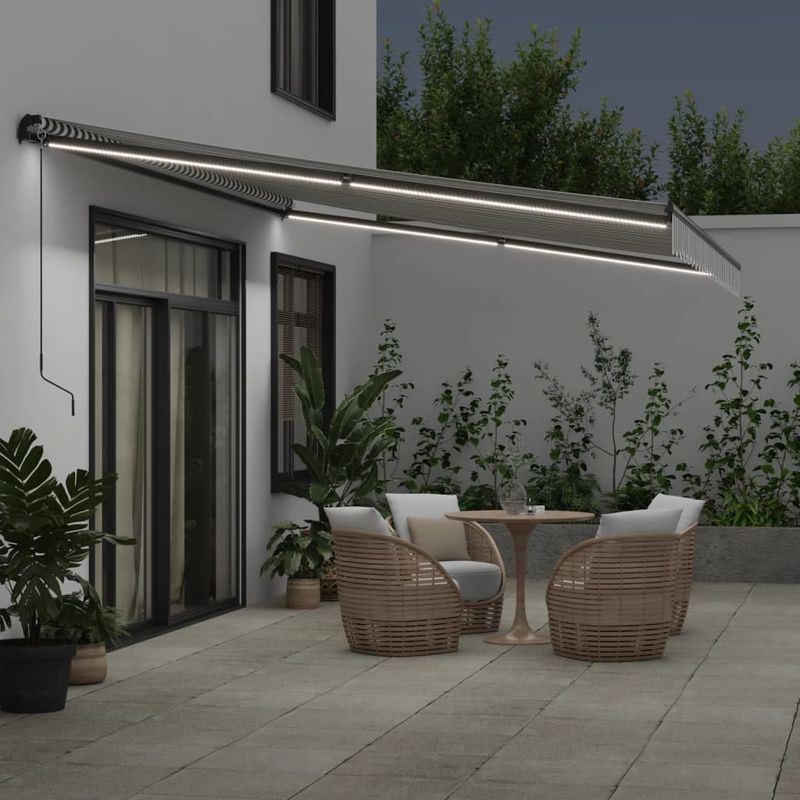 Casa si Gradina - Gradina si terasa - Umbrele si pavilioane - Pavilioane - Copertina retractabila manual cu LED, antracit/alb, 500x300 cm - Infinity.ro