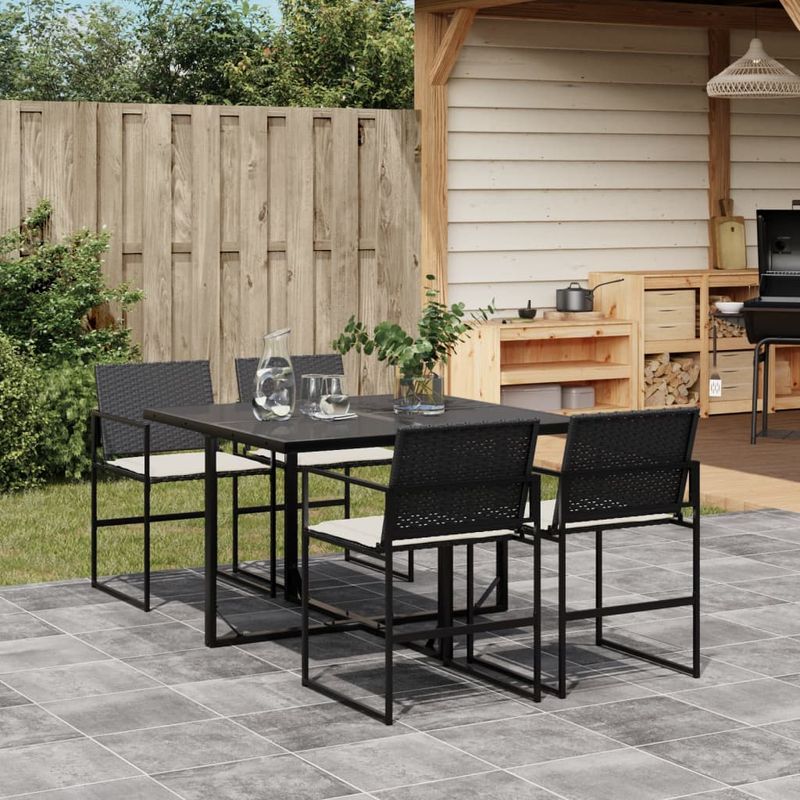 Casa si Gradina - Gradina si terasa - Mobilier exterior - Seturi mobila gradina - Set mobilier de gradina cu perne, 5 piese, negru, poliratan - Infinity.ro